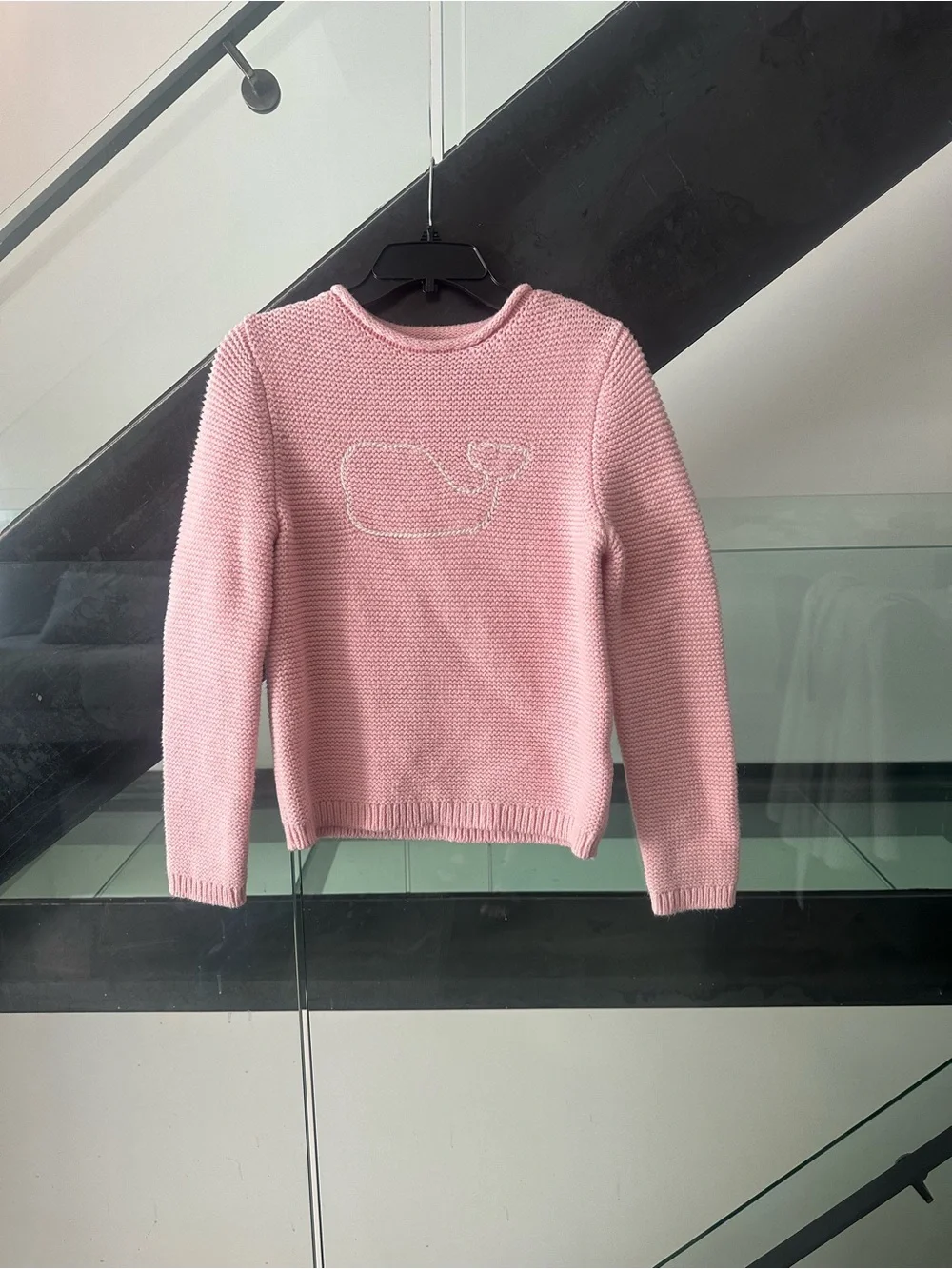 Vineyard Vines Light Pink Crewneck Sweater with Whale Stitch